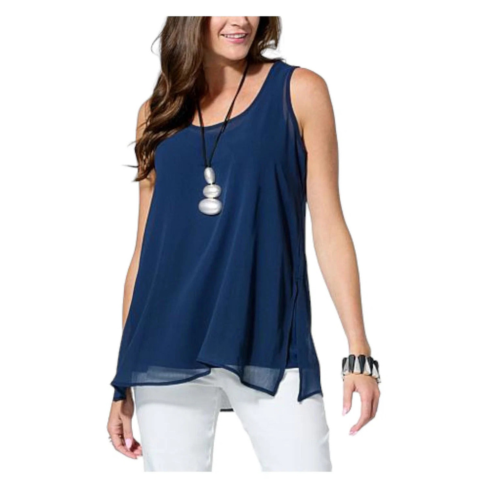 WynneLayers Chiffon Tank Top Midnight Blue - Regular
